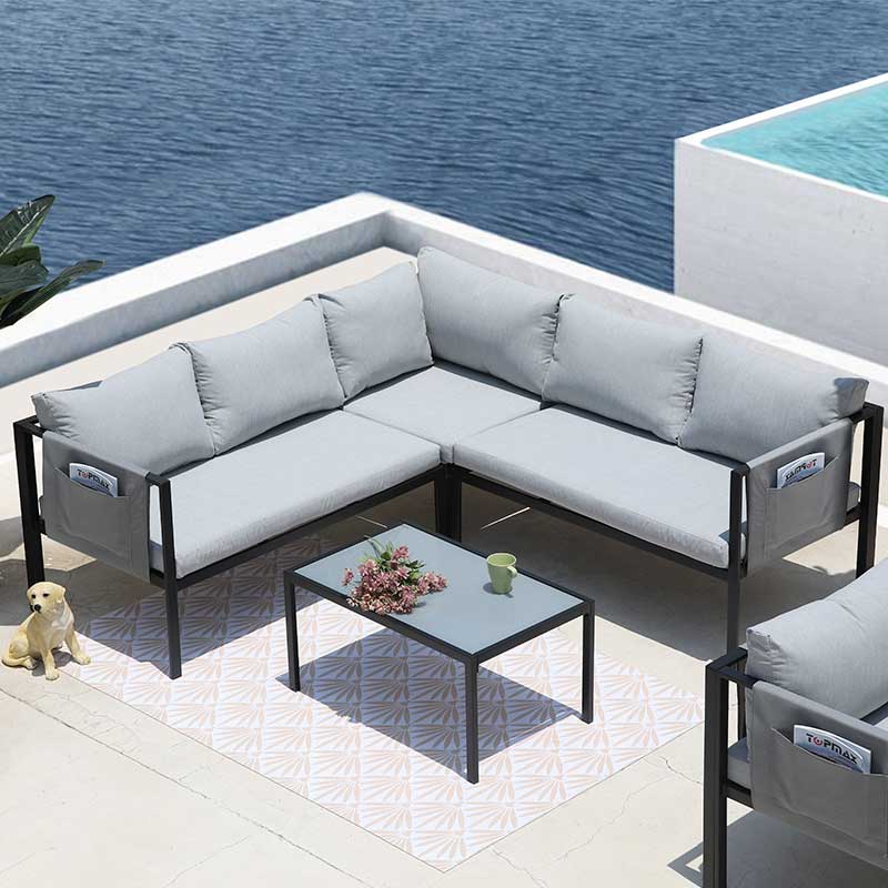 Wholesale Garden Corner Sofa Furniture Sets Steel Bistro Set 24194A-SET4