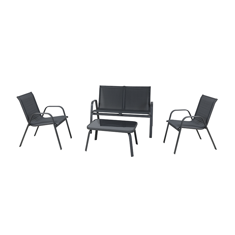 Garden Table And Chairs Outdoor Sling Sofa Grey Garden Furniture 24227-SET4
