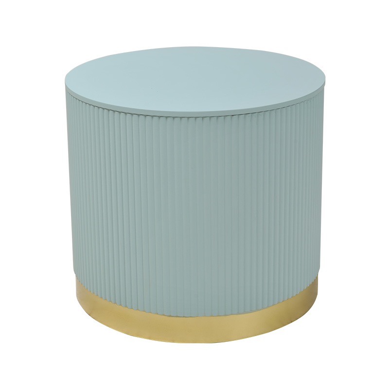 Side Table With Storage Small Round Blue 62234C
