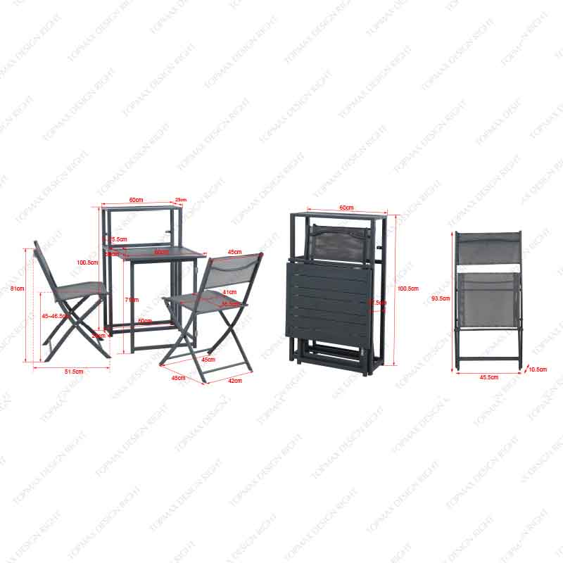 Balcony Table And Chairs Balcony Furniture Outdoor Corner Dining Set 24113SL-SET3-PT