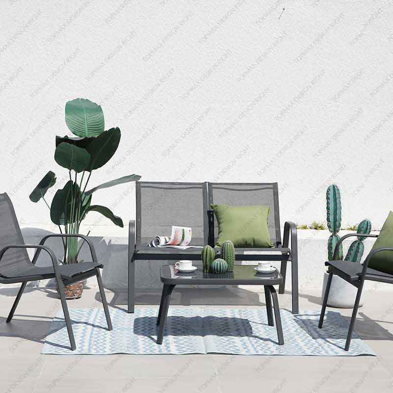 Garden Table And Chairs Outdoor Sling Sofa Grey Garden Furniture 24227-SET4