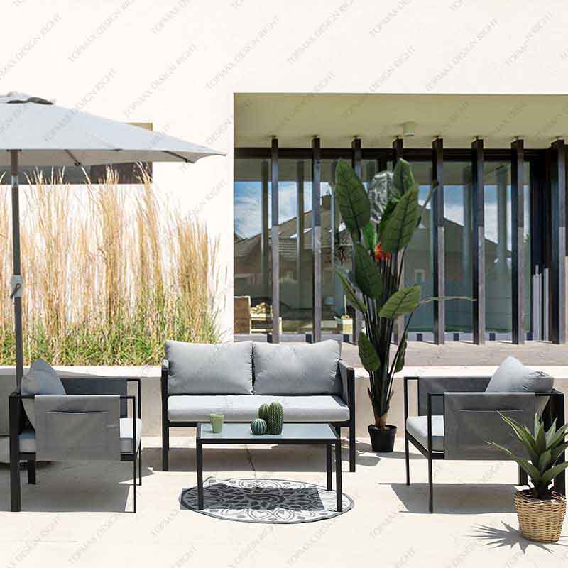 Garden Corner Sofa Set Small Outdoor Table And Chairs 4 Seater Patio 24194B-SET4