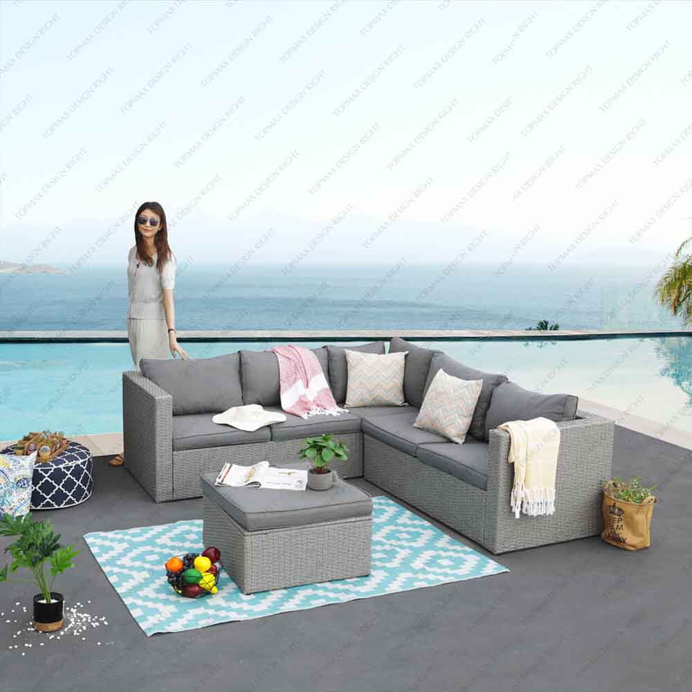 L shaped garden sofa