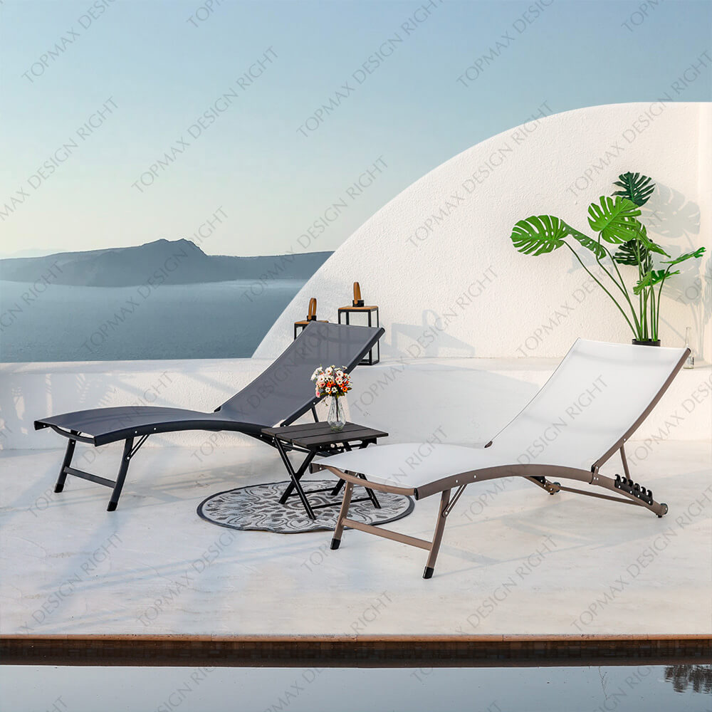 Folding Alum Modern Outdoor Beach Lounge Chairs With Wheels 40614T-WHEEL
