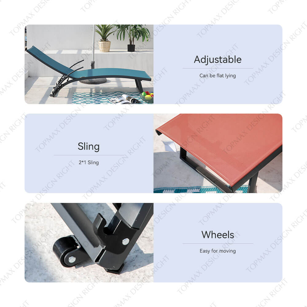Best Outdoor Lounge Chair Aluminum Pool Chaise Lounge Chairs 40550TLB-A-WHEEL