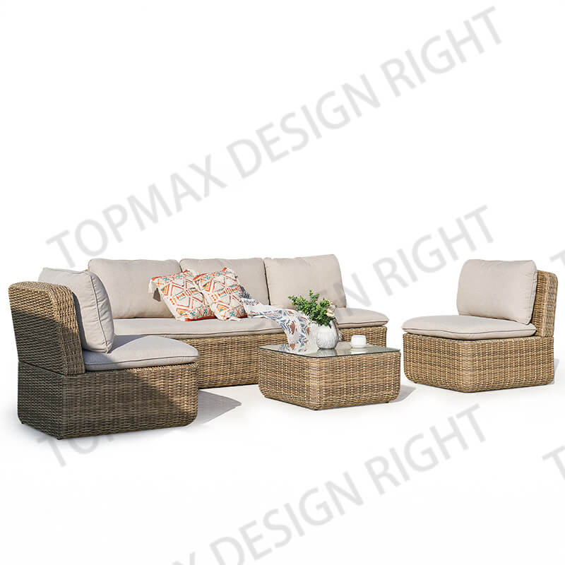 Aluminum Garden Rattan Furniture Rattan Garden Sofa Set 54007C-SET4