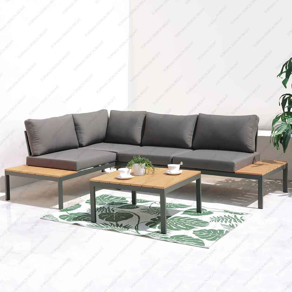 L Shaped Patio Couch Outdoor Garden Sofa Set 24380-SET3