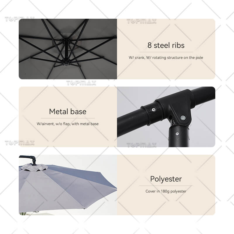 Dia3m Steel Hanging Parasol Umbrella 60402K2