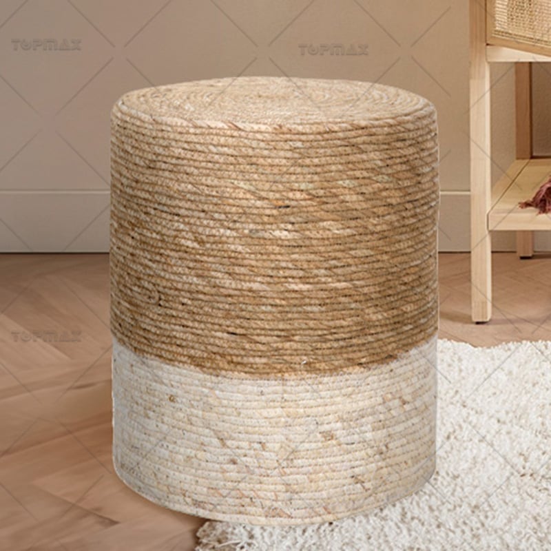Natural Grass Round Ottoman Handmade Pouf Ottoman 72370