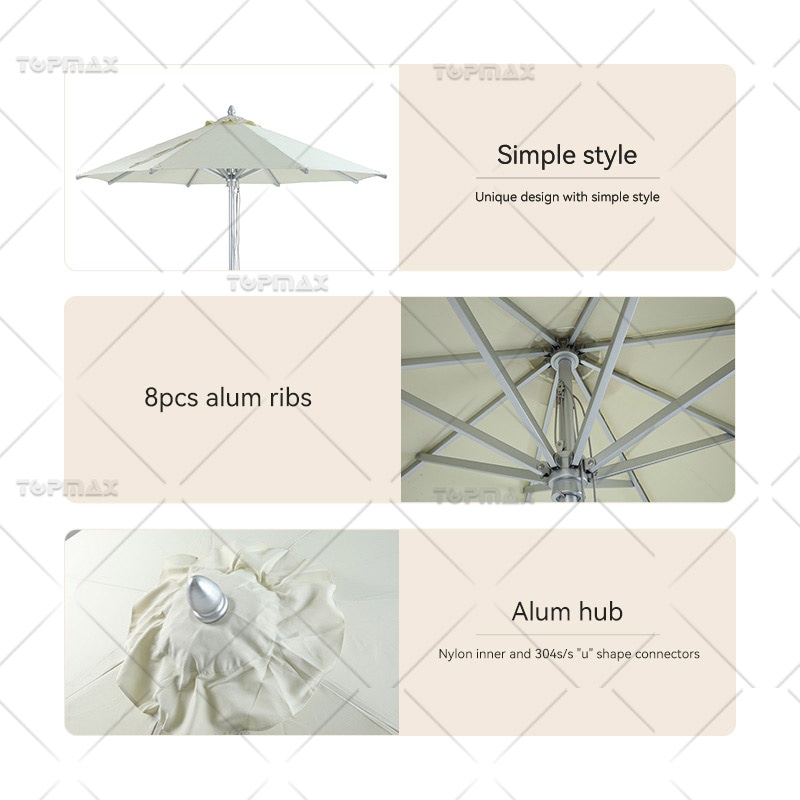 Modern Outdoor Umbrella Aluminum Commercial Parasols With Pully System 60492A