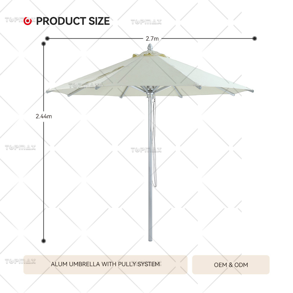 Modern Outdoor Umbrella Aluminum Commercial Parasols With Pully System 60492A