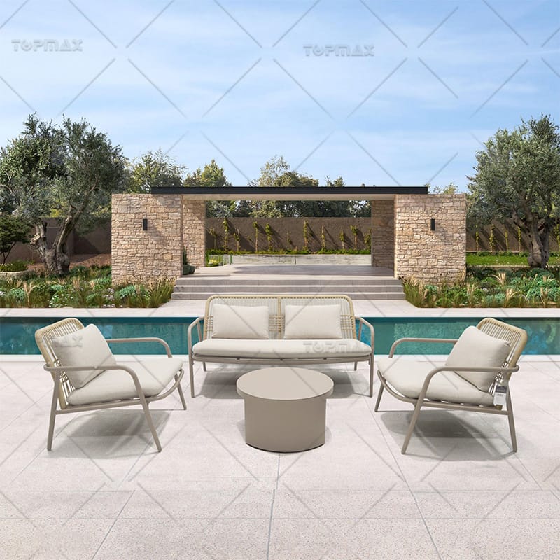 Outdoor Rope Sofa Set Alum Outdoor Rope Couch Cone Shape Legs 52998T4-SET4