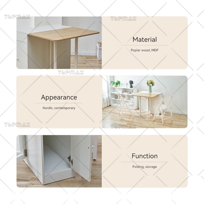 Poplar Wood Dining Room Sets Contemporary MDF Folding Wooden Table Set SD20015A-Set3