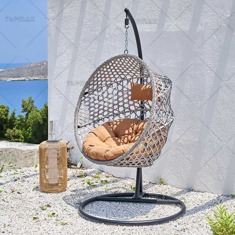Folding Hanging Seat PE Rattan Patio Wicker Swing Chair Steel 54052