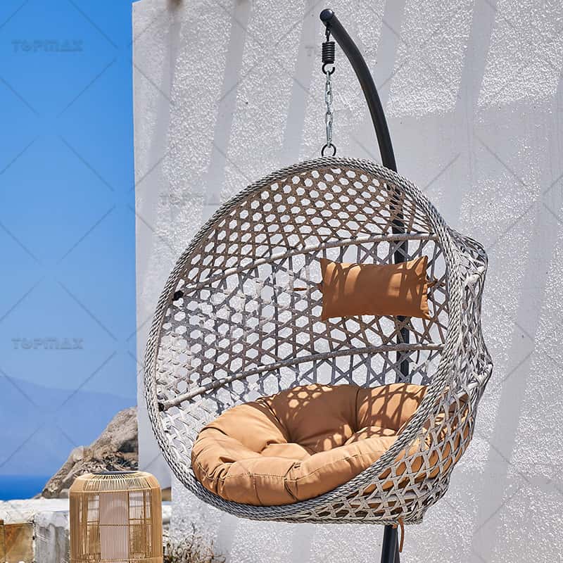 Folding Hanging Seat PE Rattan Patio Wicker Swing Chair Steel 54052