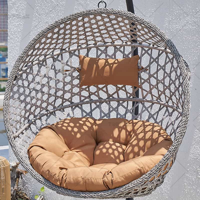 Folding Hanging Seat PE Rattan Patio Wicker Swing Chair Steel 54052