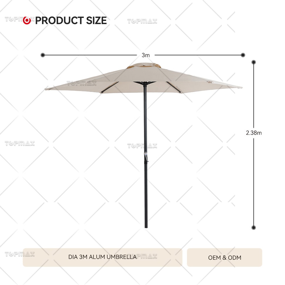 Modern Patio Umbrella Alum 8 Steel Ribs 3M Outdoor Umbrella 60403