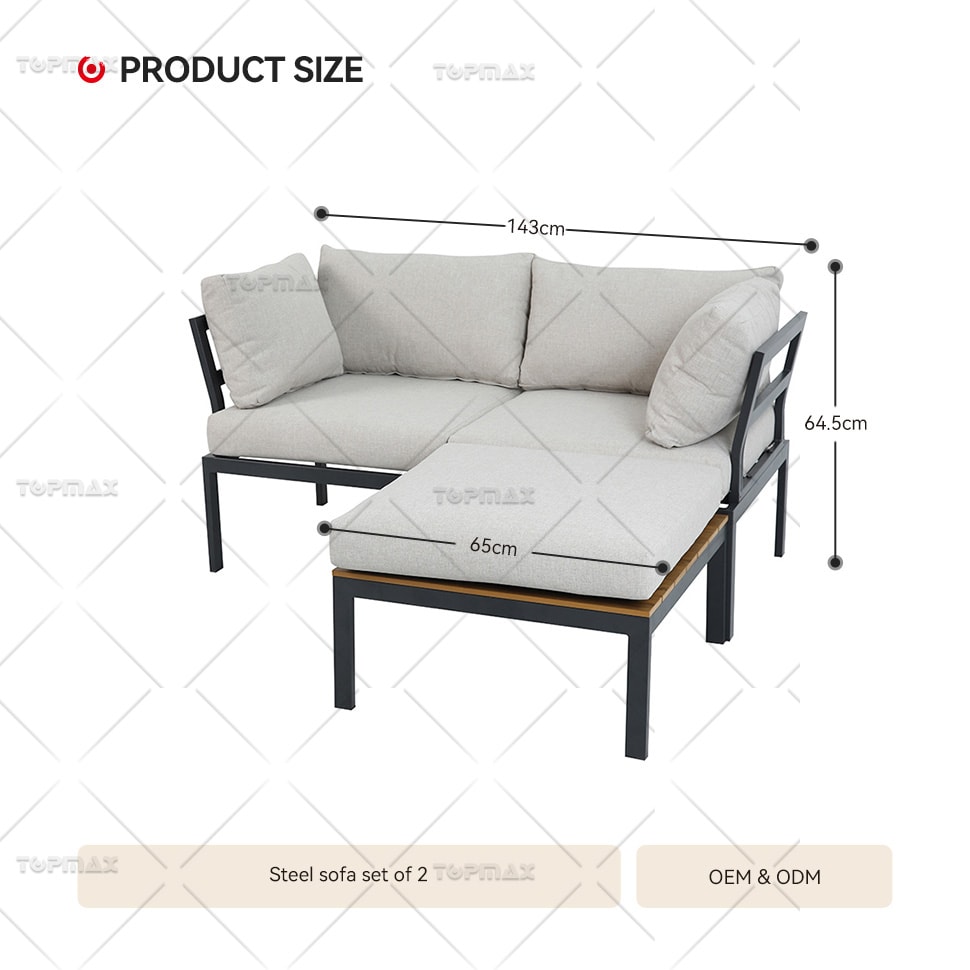 Modular Outdoor Sofa Olefin Cushions Steel Outdoor Metal Sofa Set 24380-SET2Y