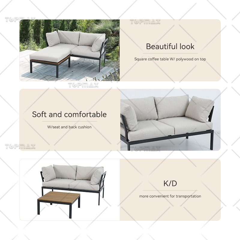 Modular Outdoor Sofa Olefin Cushions Steel Outdoor Metal Sofa Set 24380-SET2Y