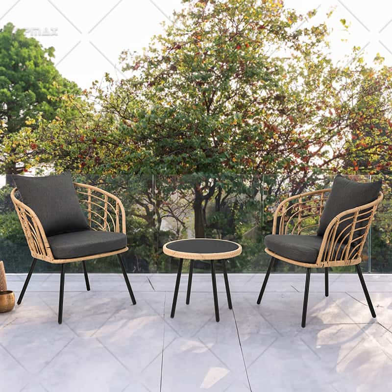 3 Piece Rattan Patio Set PE Wicker Balcony Chair Table Set 52616JA-SET3