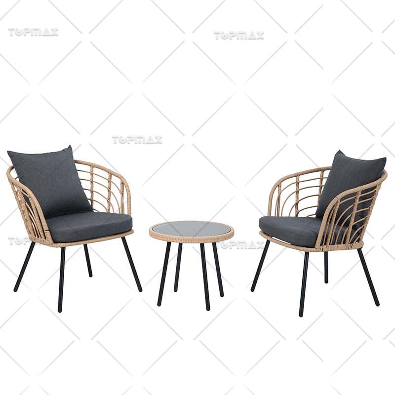 3 Piece Rattan Patio Set PE Wicker Balcony Chair Table Set 52616JA-SET3
