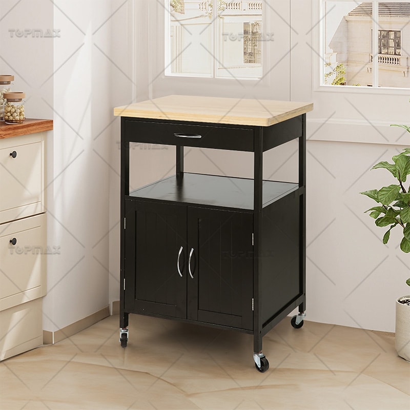 Kitchen Storage Trolley MDF Bamboo Kitchen Trolley with Wheels 89460D