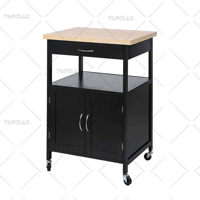 Kitchen Storage Trolley MDF Bamboo Kitchen Trolley with Wheels 89460D