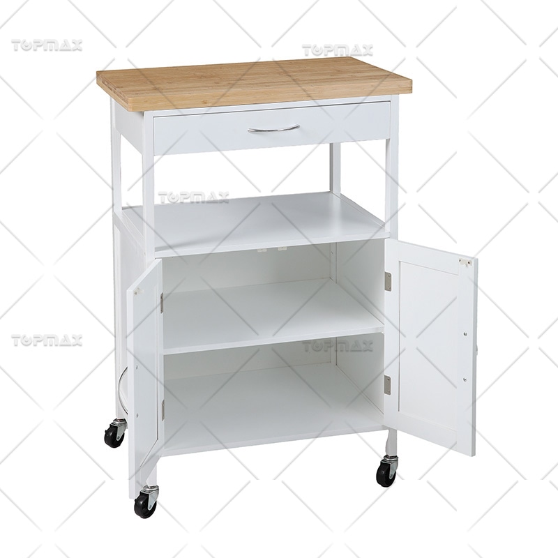 Kitchen Storage Trolley MDF Bamboo Kitchen Trolley with Wheels 89460D