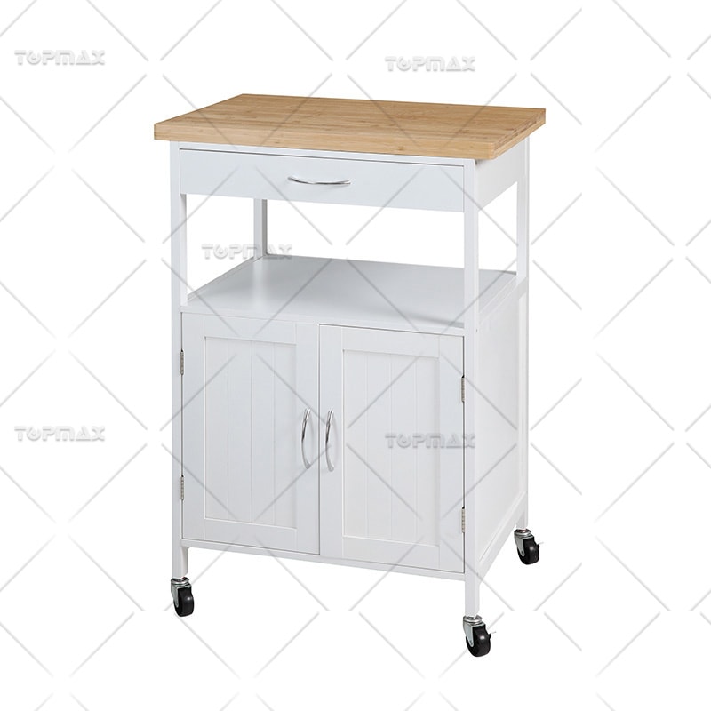 Kitchen Storage Trolley MDF Bamboo Kitchen Trolley with Wheels 89460D