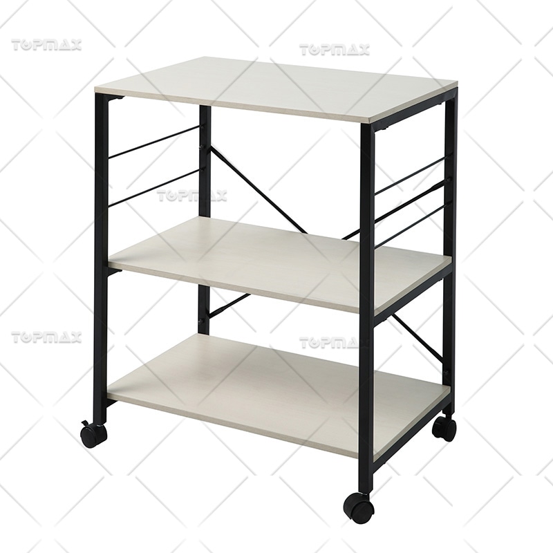 Metal Kitchen Trolley Steel 3 Tiers MDF Board Kitchen Shelf Trolley 89462B