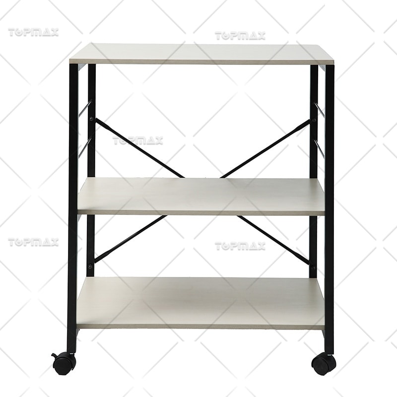 Metal Kitchen Trolley Steel 3 Tiers MDF Board Kitchen Shelf Trolley 89462B