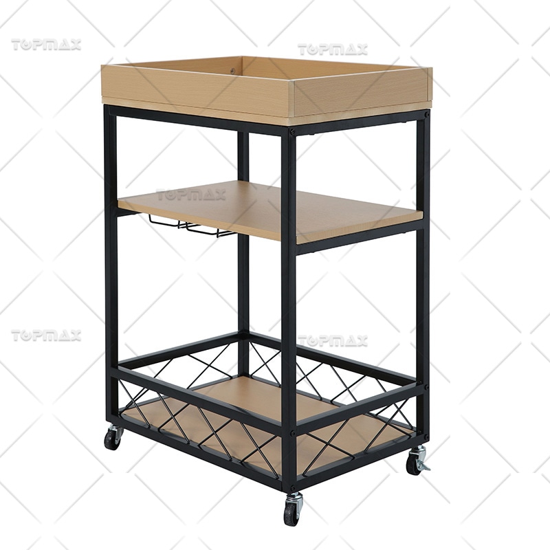 3 Tier Storage Trolley Sturdy Movable Kitchen Metal Trolley with Wheels 89455A