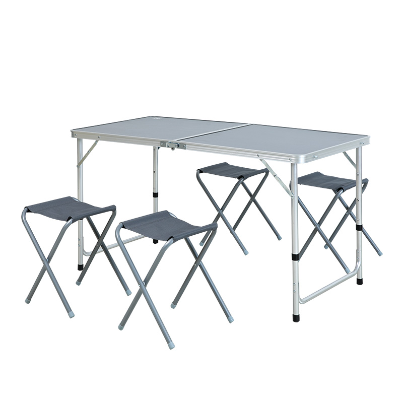 Picnic Table Set 4 Stools Aluminum Picnic Folding Table And Chairs 40303B-SET