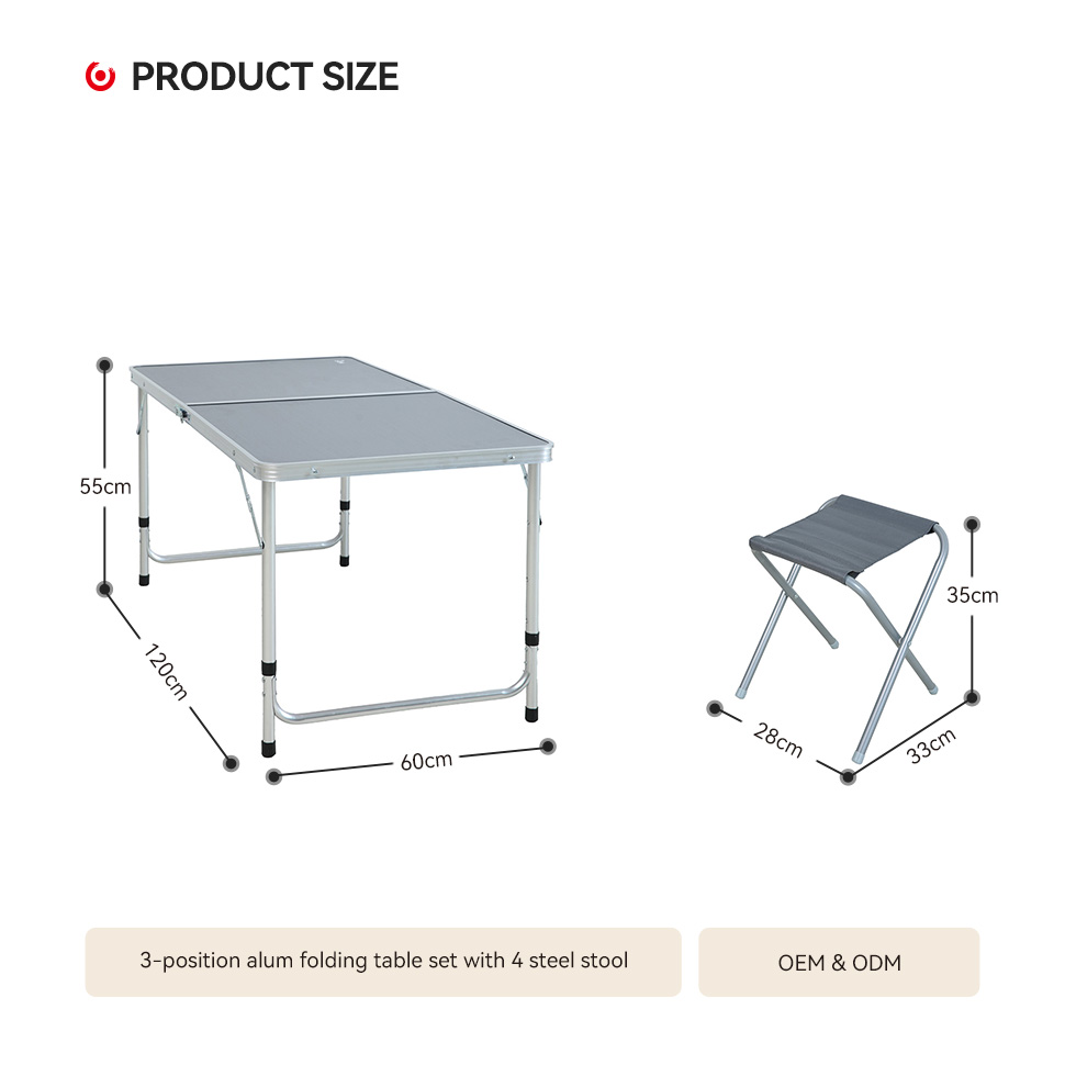 Picnic Table Set 4 Stools Aluminum Picnic Folding Table And Chairs 40303B-SET