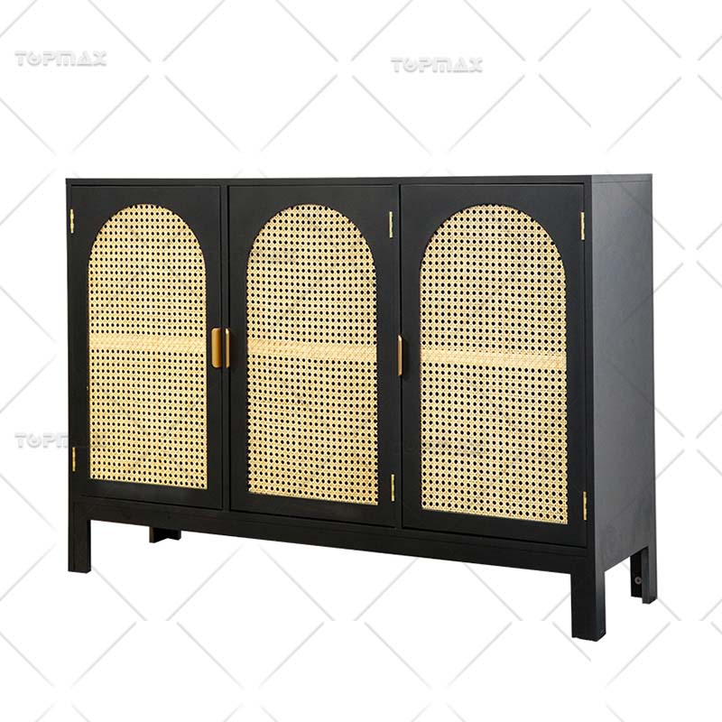 Hand Knitted Rattan Cupboard Storage Wood Kitchen Cabinets 32433A