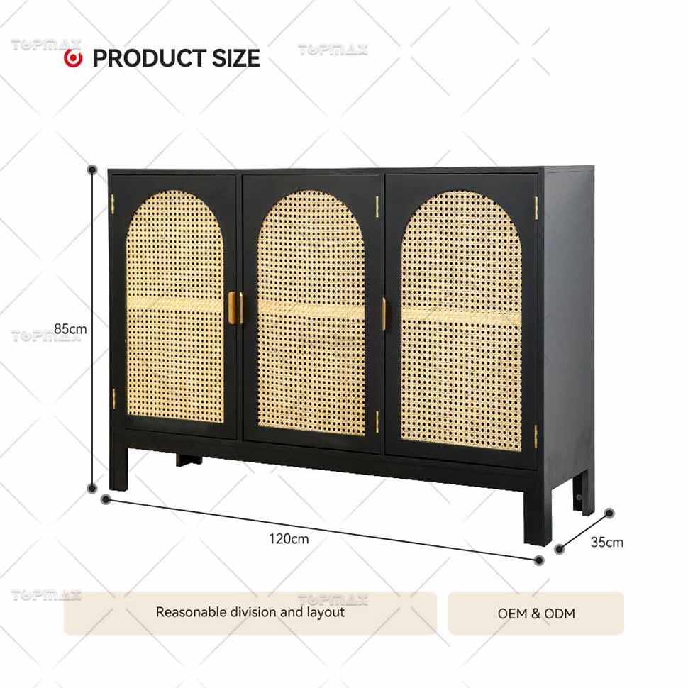 Hand Knitted Rattan Cupboard Storage Wood Kitchen Cabinets 32433A