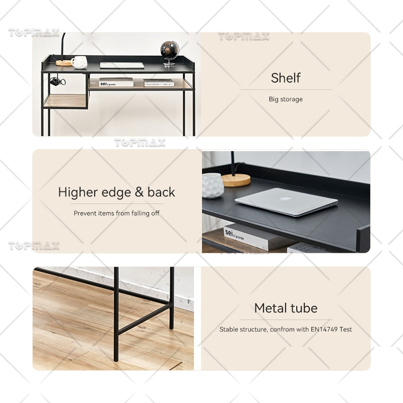 Metal Desktop Computer Desk Home Office Desk With Storage Higher Edge 27846