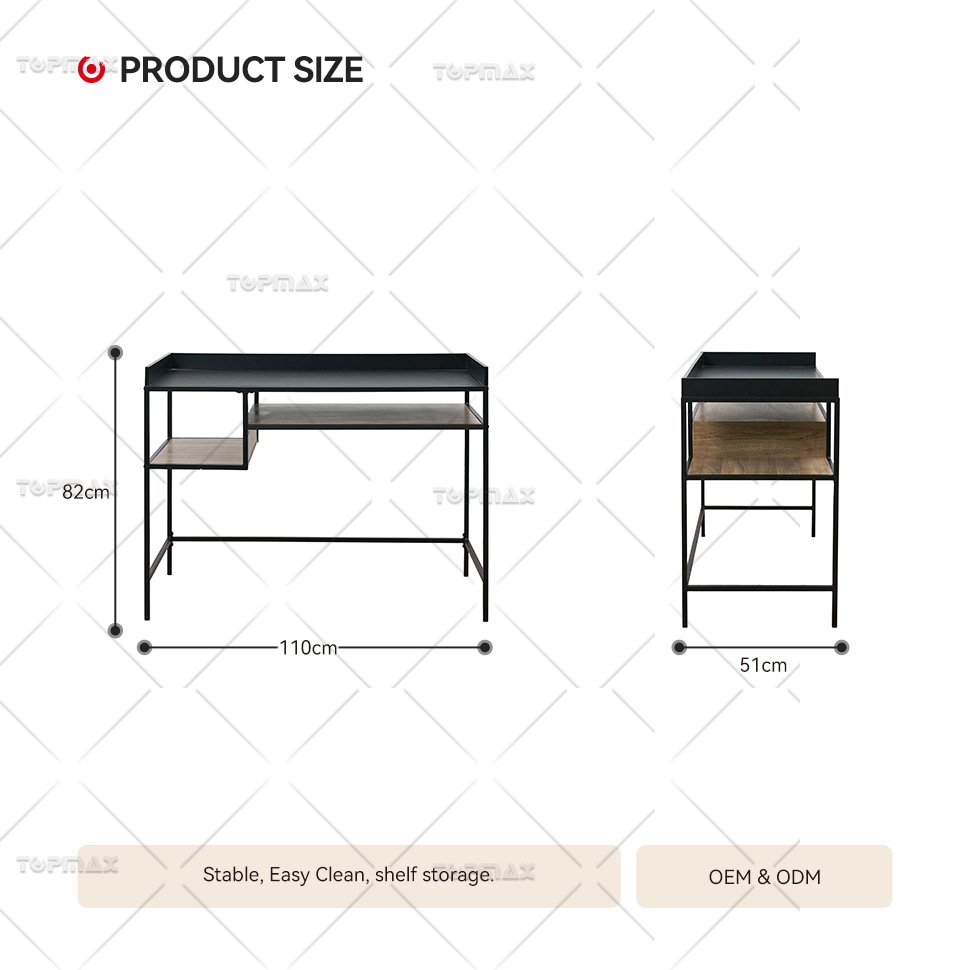 Metal Desktop Computer Desk Home Office Desk With Storage Higher Edge 27846