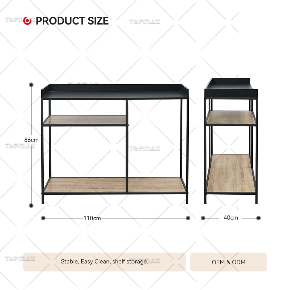 Minimalist Computer Desk Storage Metal Stable Modern Computer Table with Shelf 27846A