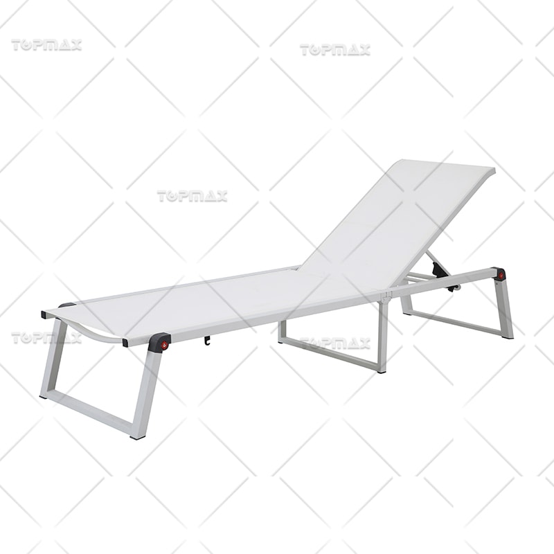 White Sun Lounger 5 Position Alum Relaxing Outdoor Chaise Lounger 40670TD