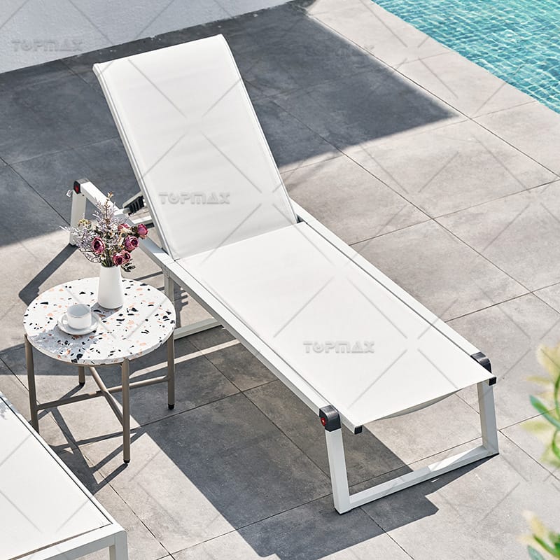 White Sun Lounger 5 Position Alum Relaxing Outdoor Chaise Lounger 40670TD