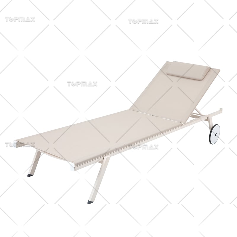 Alum Pool Side Lounge Chairs Relaxing 4 Position Adjustable Sun Lounger 40675T-WHEEL-KD