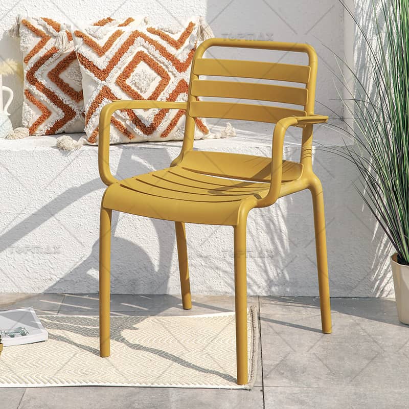 Outdoor Armchair PP Stackable Plastic Chairs UV Protective 96226A