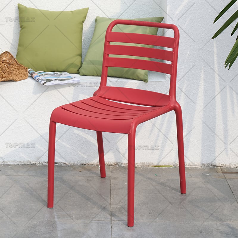 Outdoor Stacking Chairs PP Slat Armless Plastic Outdoor Dining Chairs 96226B