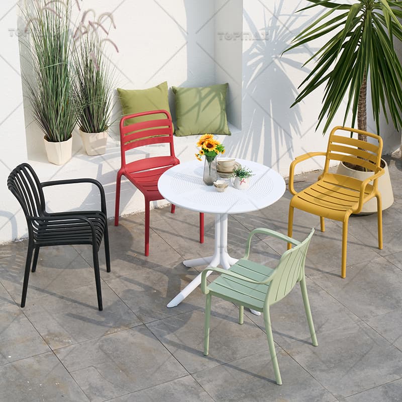 Outdoor Stacking Chairs PP Slat Armless Plastic Outdoor Dining Chairs 96226B