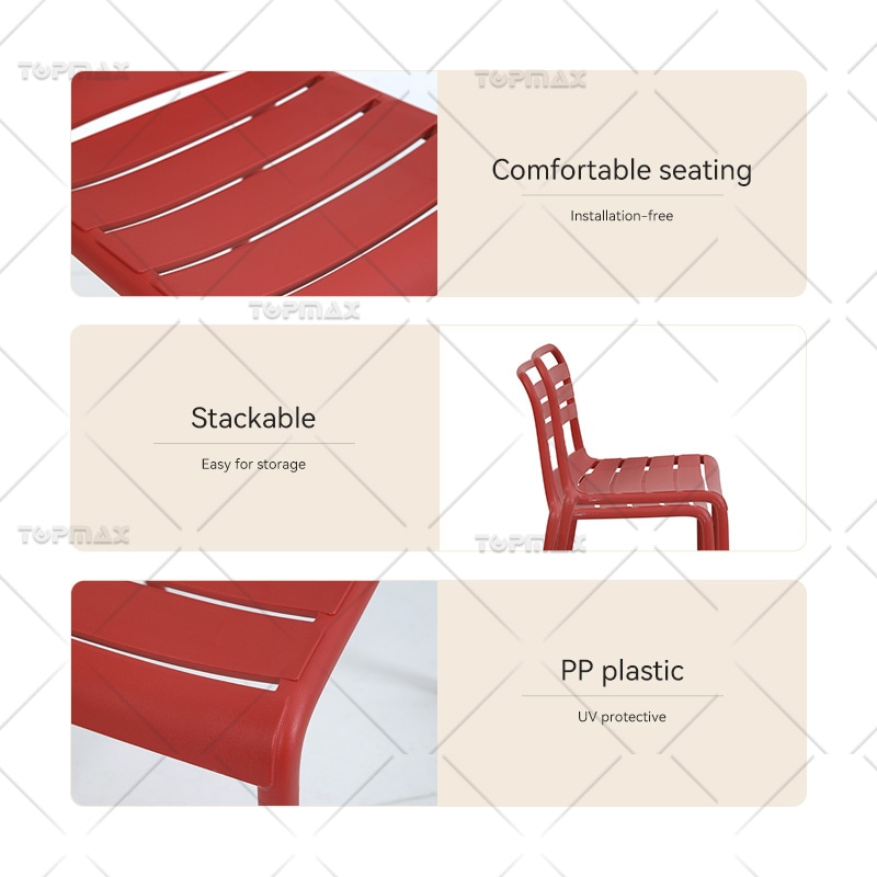 Outdoor Stacking Chairs PP Slat Armless Plastic Outdoor Dining Chairs 96226B