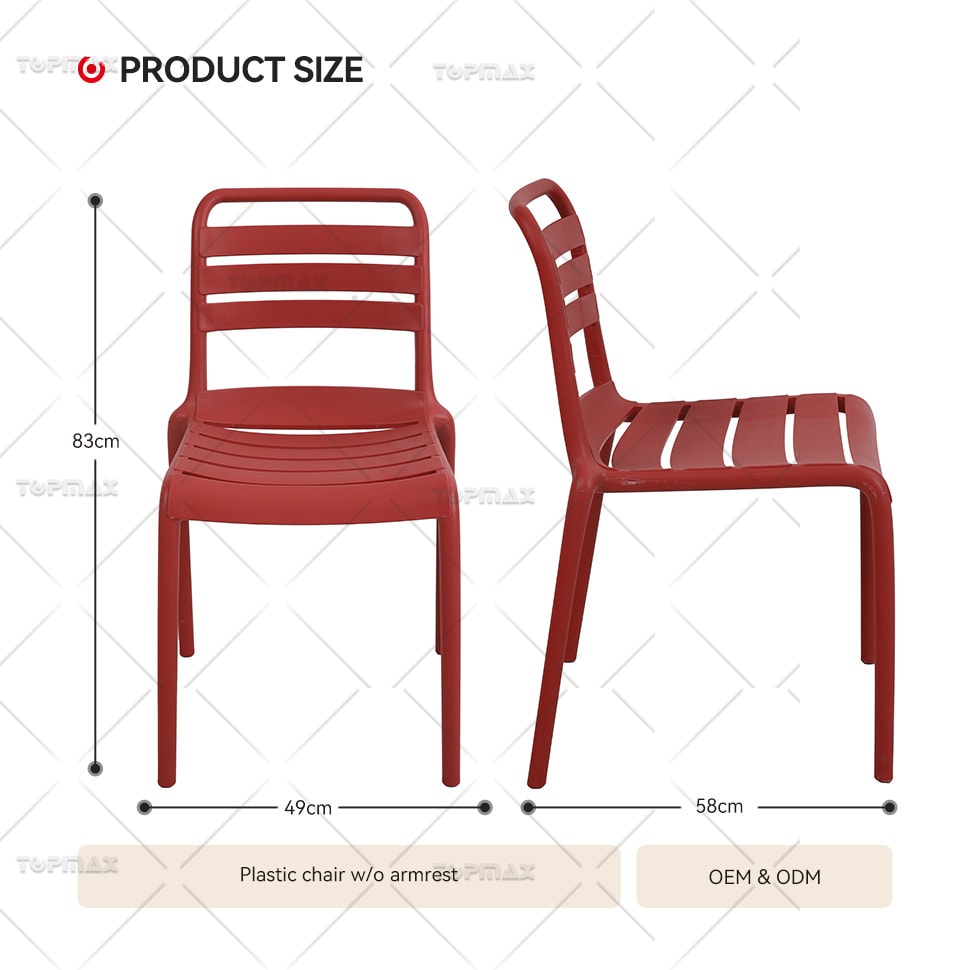 Outdoor Stacking Chairs PP Slat Armless Plastic Outdoor Dining Chairs 96226B