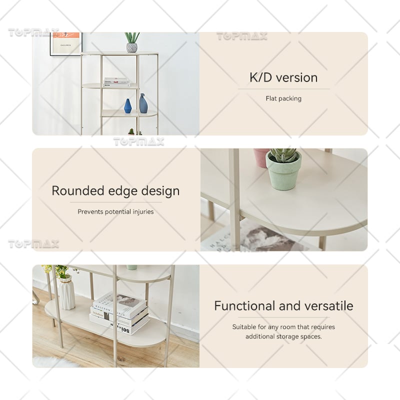 5 Tier Shelf Steel Tube Living Room Modern Shelving Flat Packing 62303A