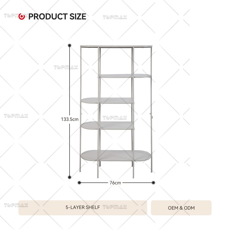 5 Tier Shelf Steel Tube Living Room Modern Shelving Flat Packing 62303A