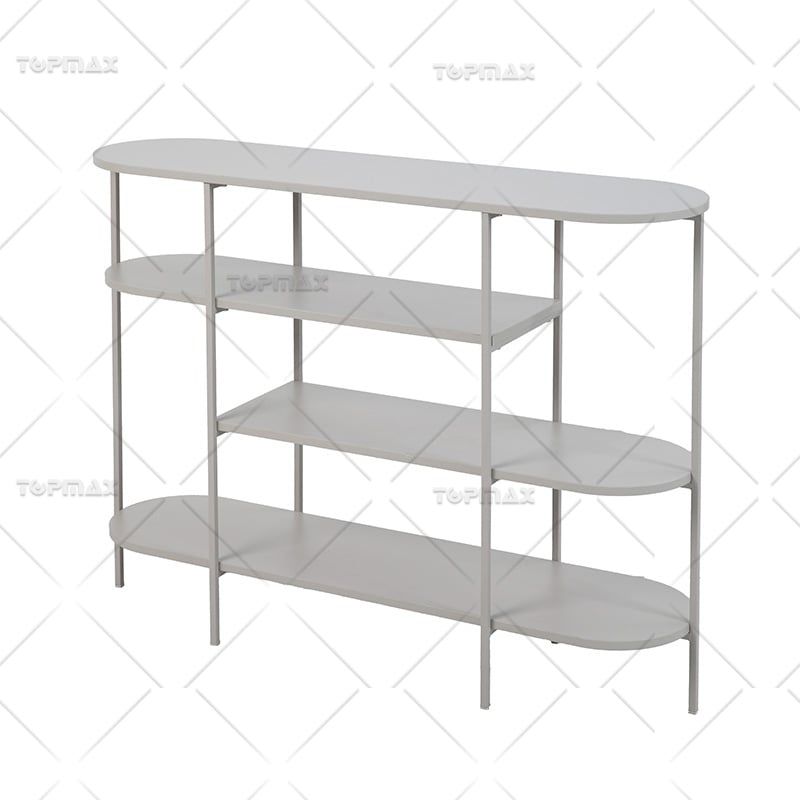 4 Tier Shelf Living Room Storage Metal Rack Shelf MDF 62303B